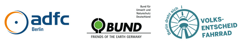 Logos ADFC Berlin, BUND und Volksentscheid Fahrrad